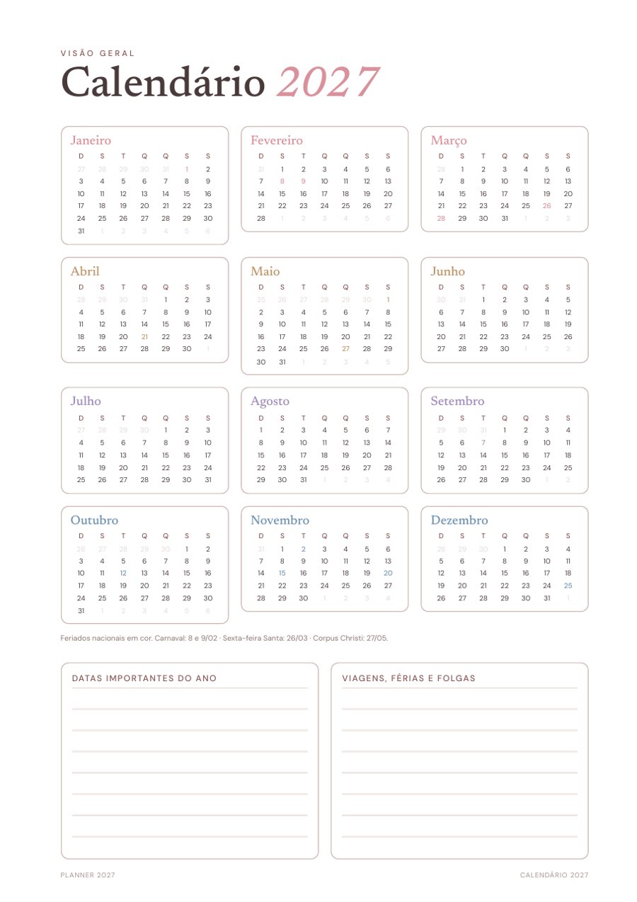 Calendário 2027